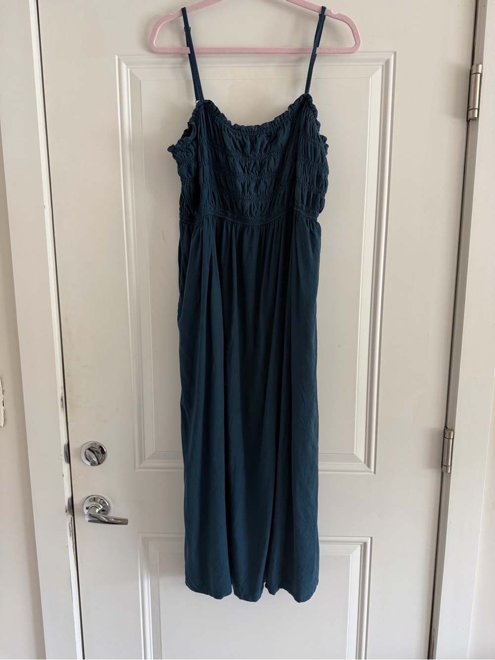 Old Navy Teal Smocked Maxi Dress with Thin Straps